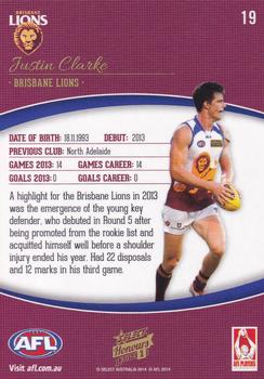 2014 Select AFL Honours Series 1 #19 Justin Clarke Back